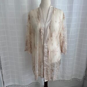 Rya Collection Darling 197 Champagne Floral Lace Cover Up Robe XS/S No Belt